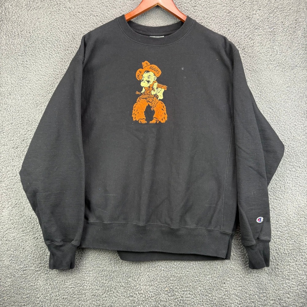 Champion Reverse Weave Oklahoma State Aggies Sweatshirt Mens XL Black Crewneck